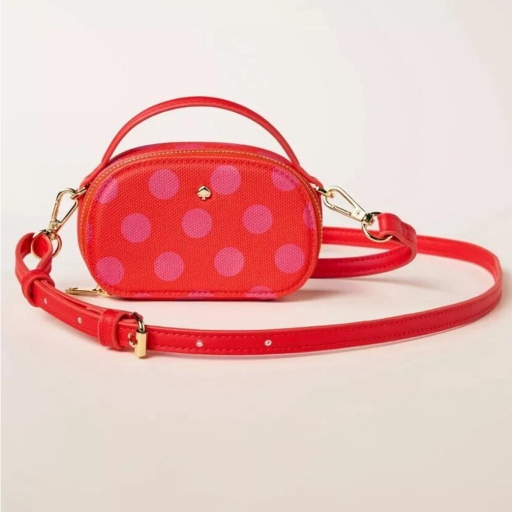 Kate Spade mini red and pink polka dot crossbody purse